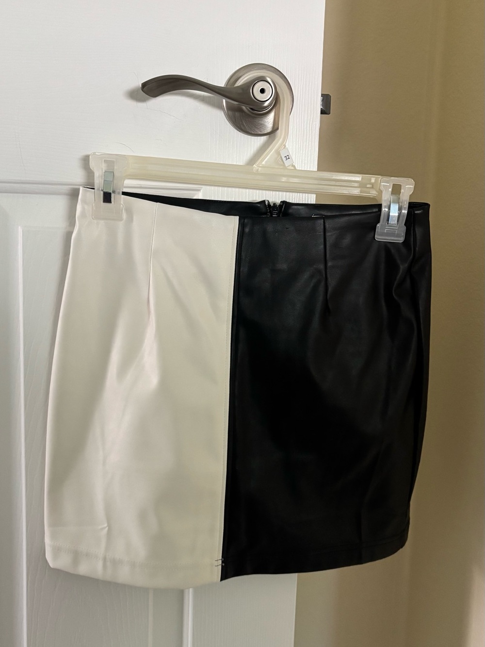 PacSun Black and White Colorblock Faux Leather Mini Skirt